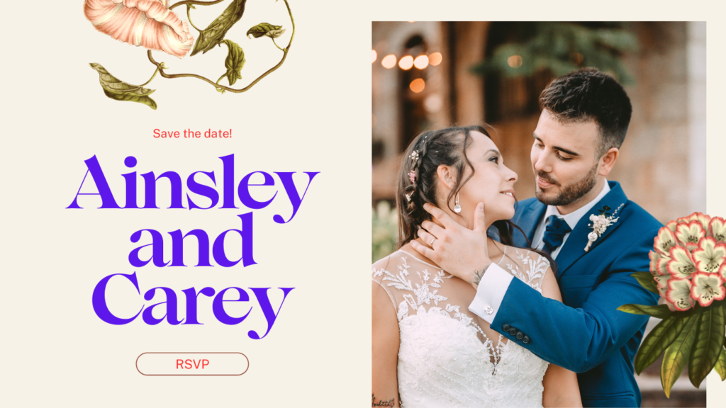 Website banner for a wedding planning service featuring a bride and groom